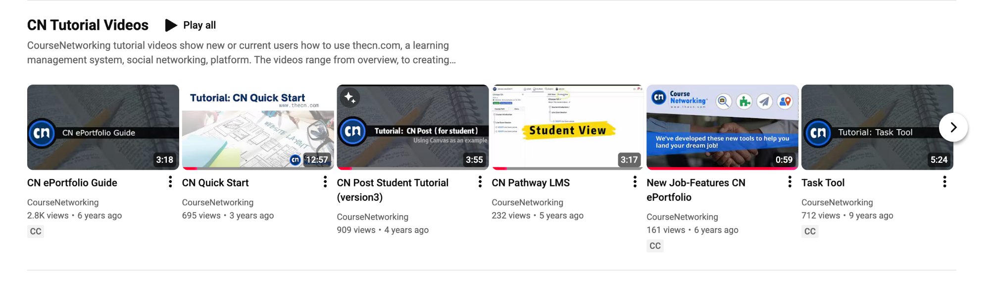CN Tutorial Videos on YouTube