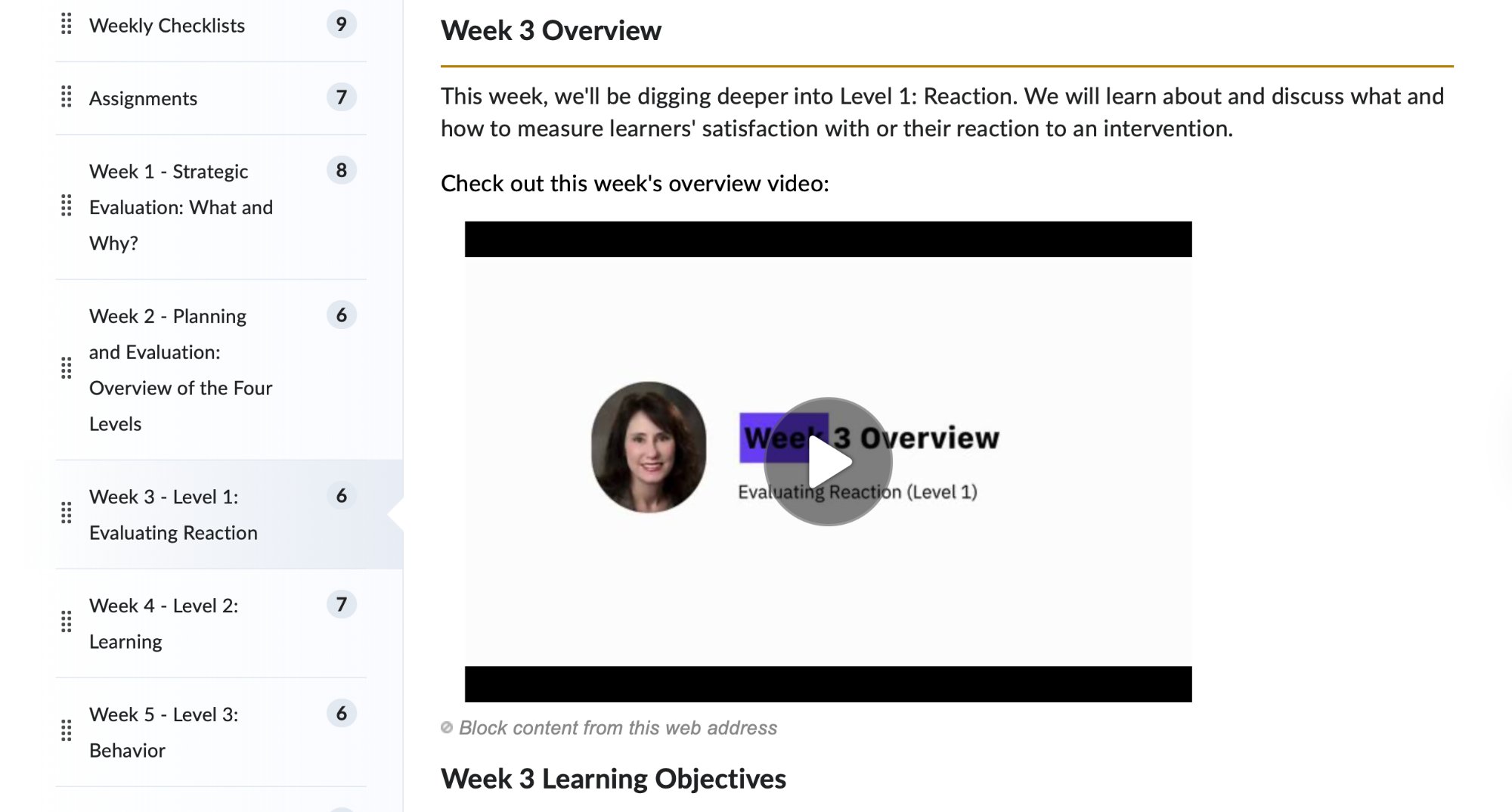 EDCI 557 Brightspace LMS week 3 overview