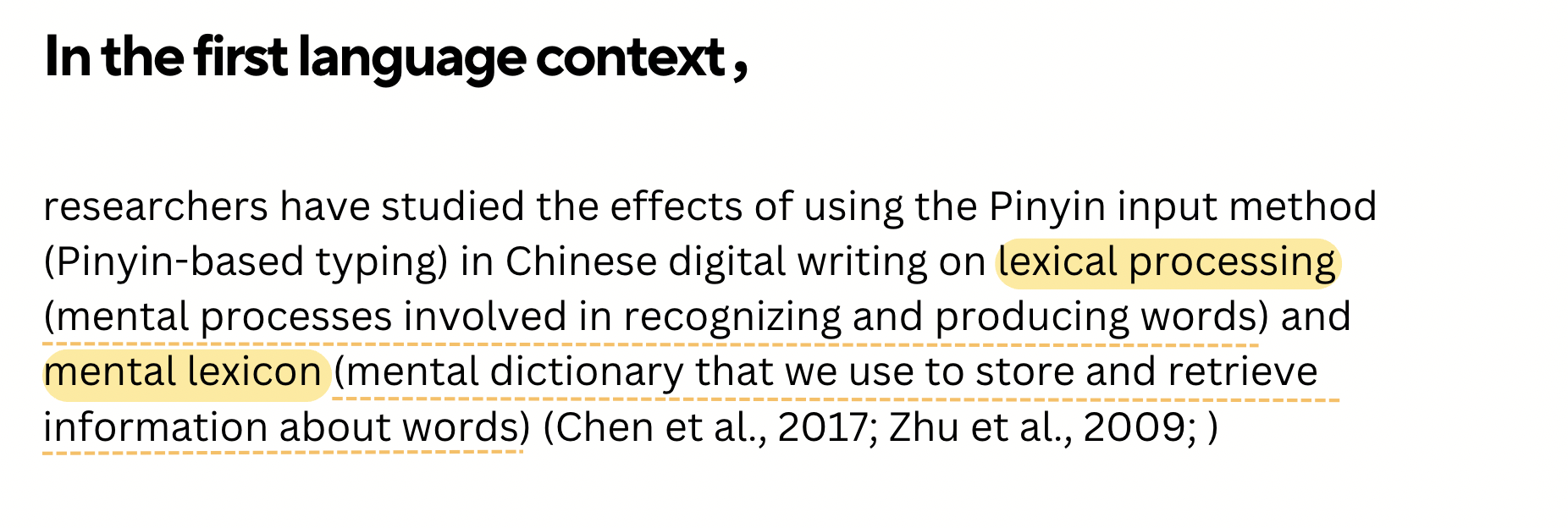 Research on Pinyin and lexical processing